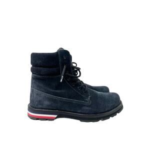 Moncler Navy Suede Combat Boots, Size 45